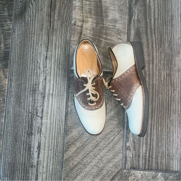 Vintage LL Bean two toned leather saddle shoes Loafers - Picture 1 of 5